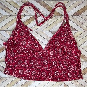 LOFT Red Bandana Flower Print Tankini